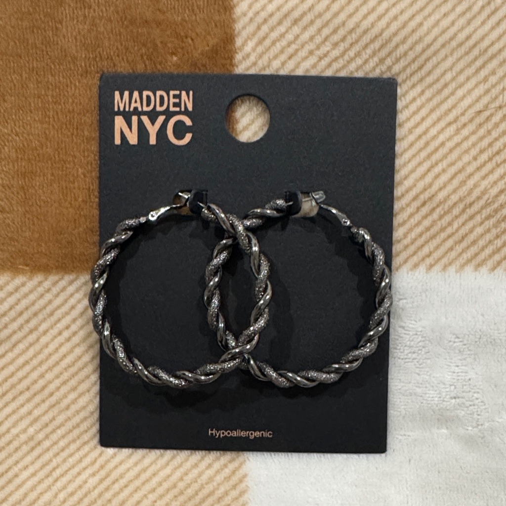Madden Nyc Silver Twisted Hoop Earrings